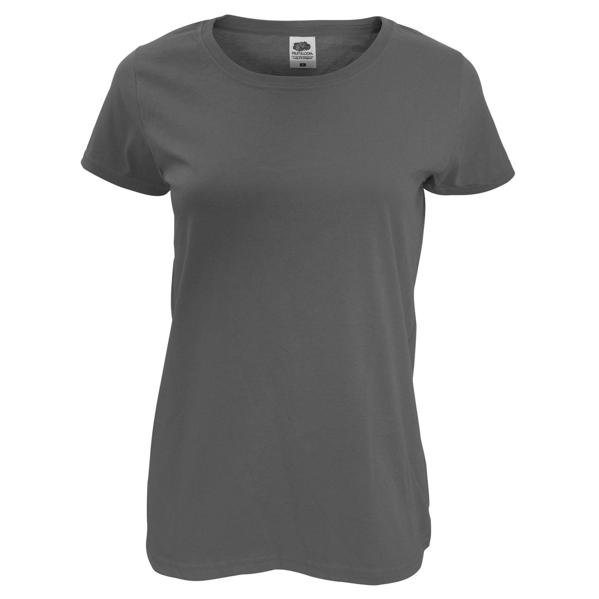 Ladyfit Tshirt, Kurzärmlig Damen Taubengrau XXL von Fruit of the Loom