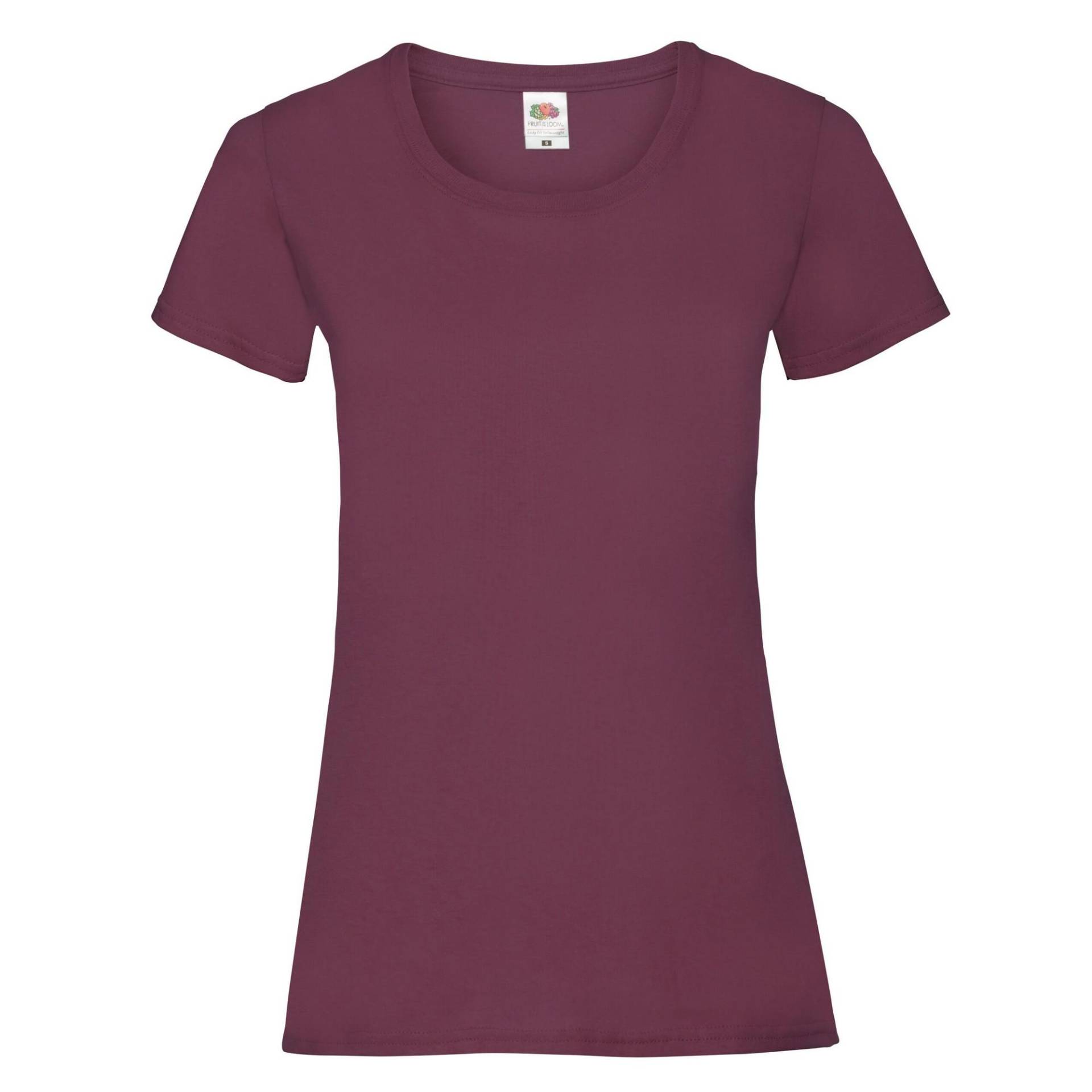 Tshirt Damen Weinrot L von Fruit of the Loom