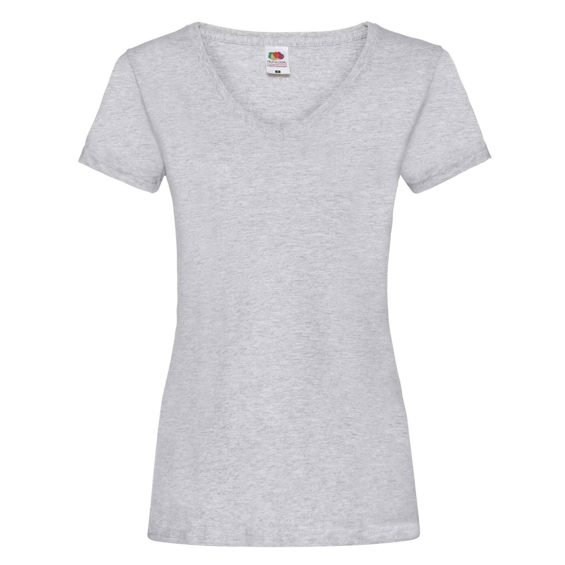 Tshirt Vausschnitt Damen Grau M von Fruit of the Loom