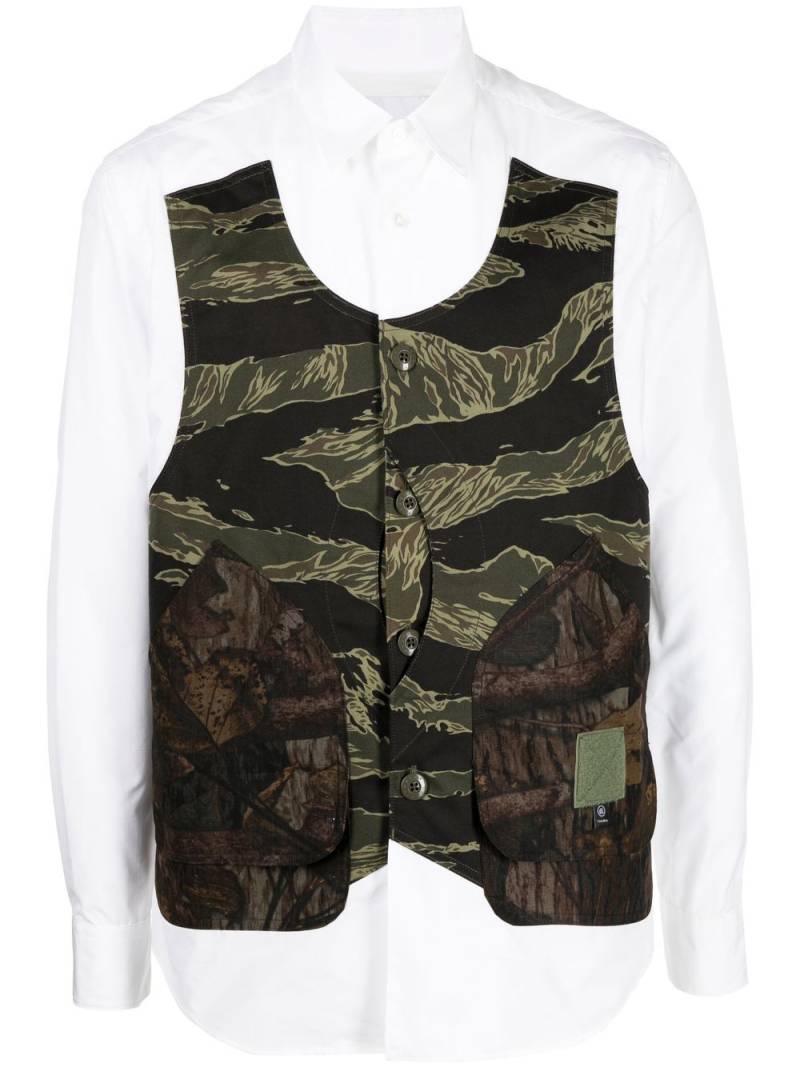 Fumito Ganryu camouflage-print panel shirt - White von Fumito Ganryu