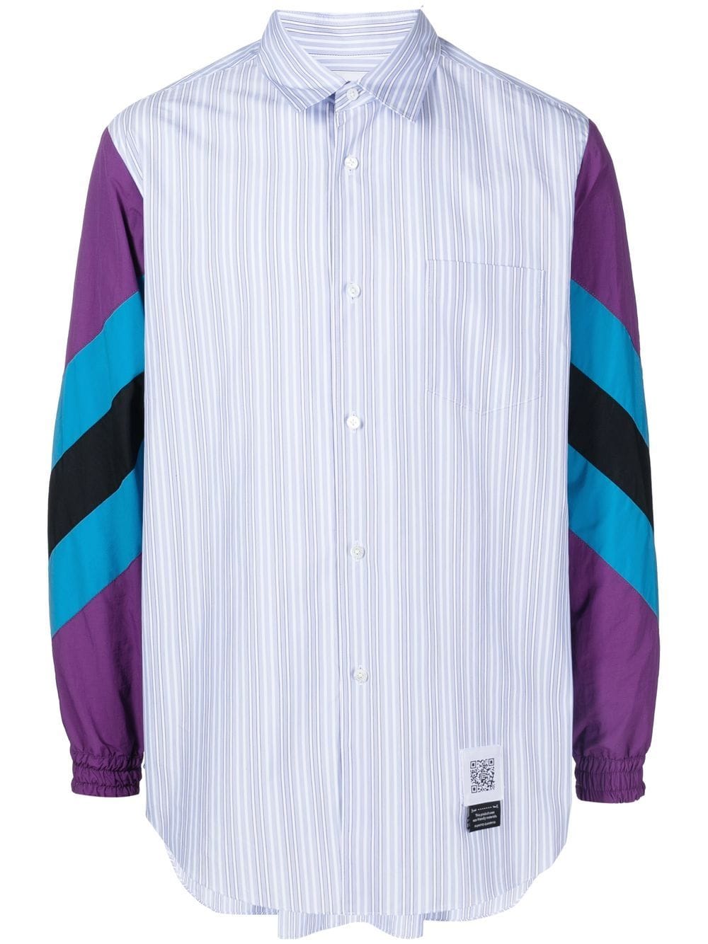 Fumito Ganryu contrast-sleeve striped shirt - Blue von Fumito Ganryu