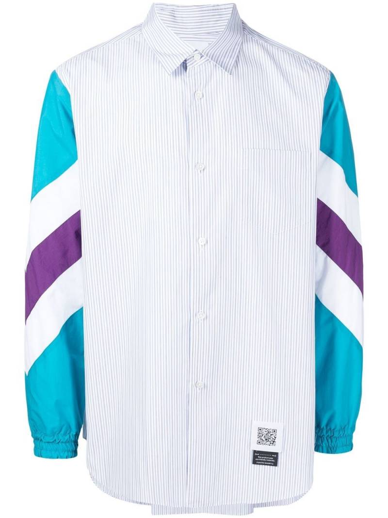 Fumito Ganryu contrast-sleeve striped shirt - Blue von Fumito Ganryu