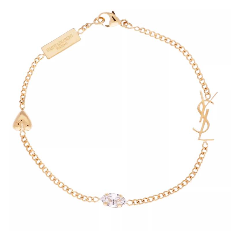 Saint Laurent Armbanduhr - Heart Pendant And Rhinestoness Charm Bracelet - Gr. M - in Gold - für Damen von Saint Laurent