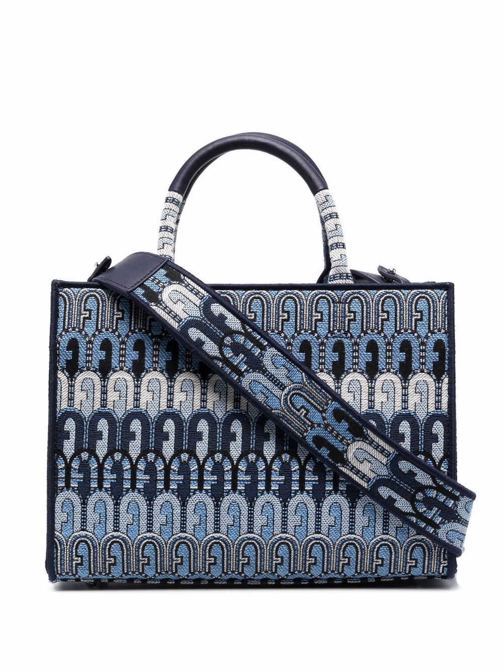 Furla Toni Antracite jacquard-embossed tote bag - Blue von Furla