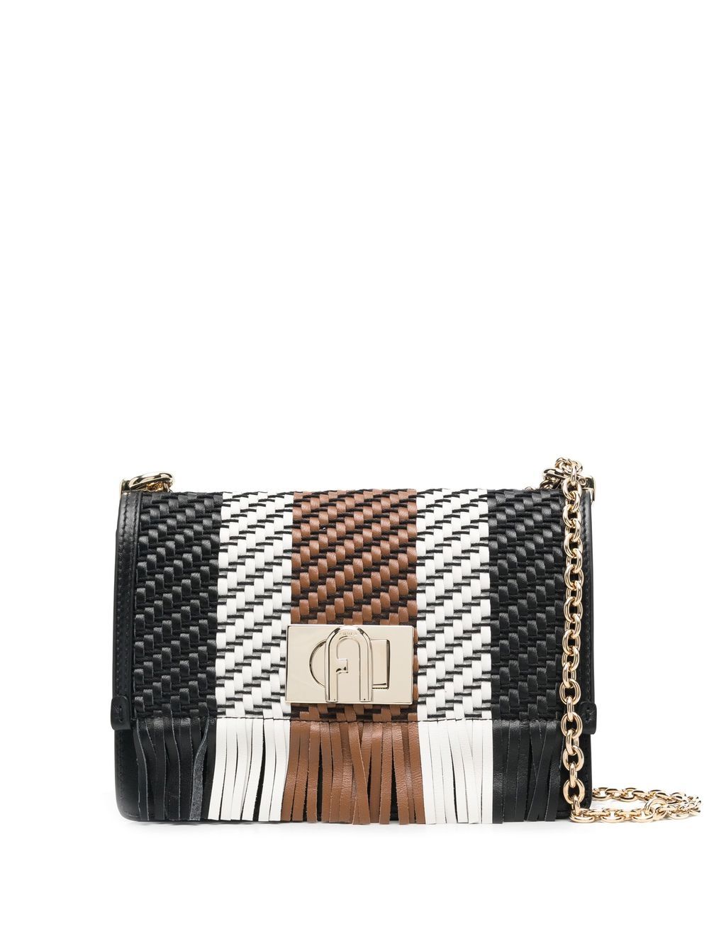 Furla interwoven striped crossbody bag - Black von Furla