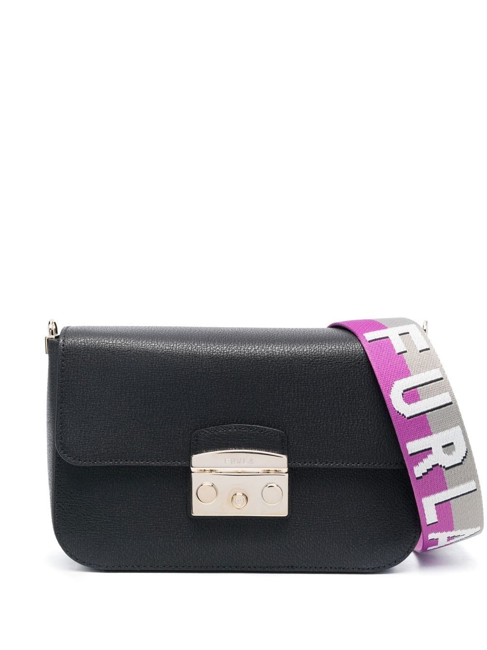 Furla leather logo-strap crossbody bag - Black von Furla