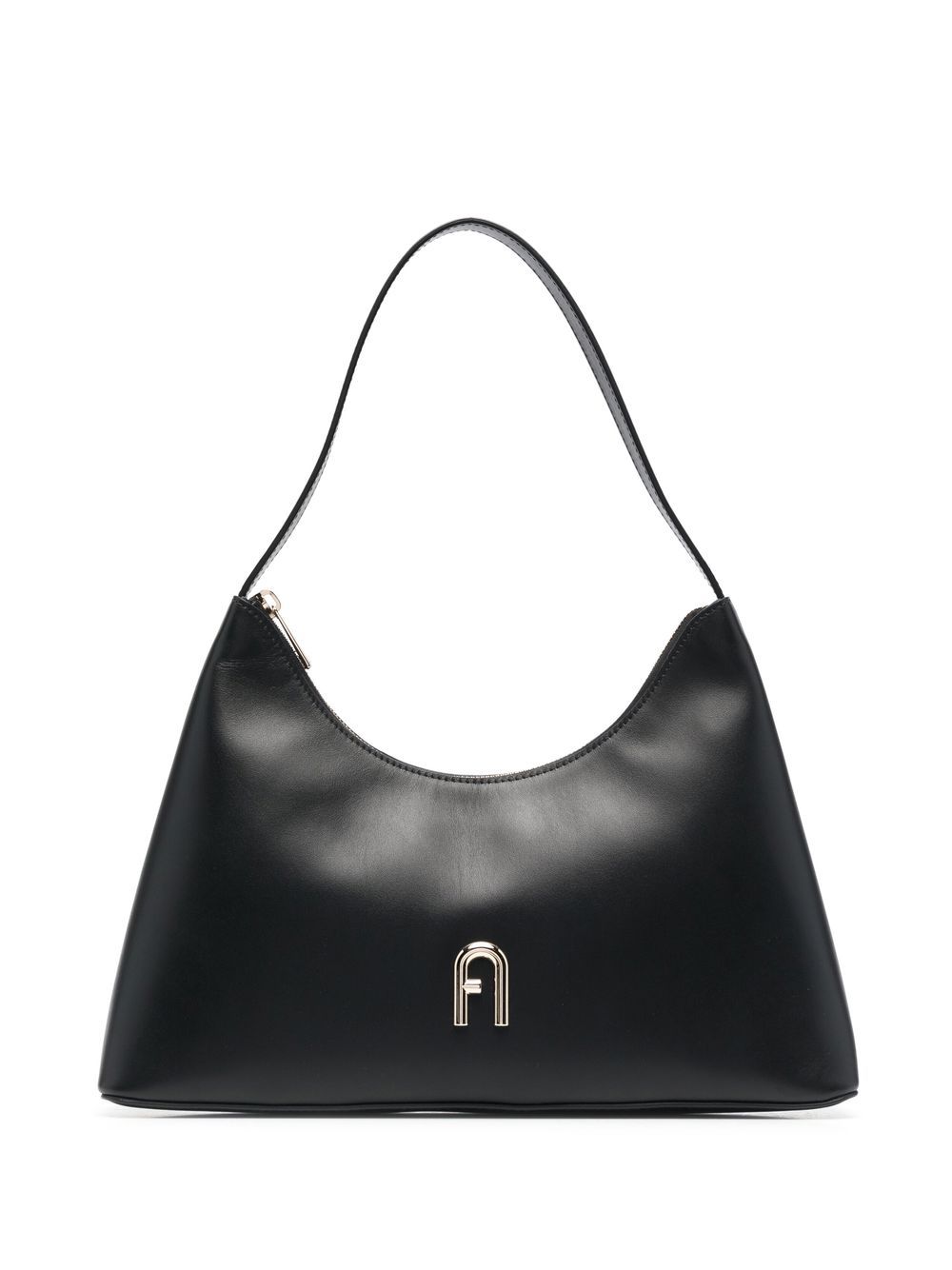 Furla logo-plaque leather shoulder bag - Black von Furla