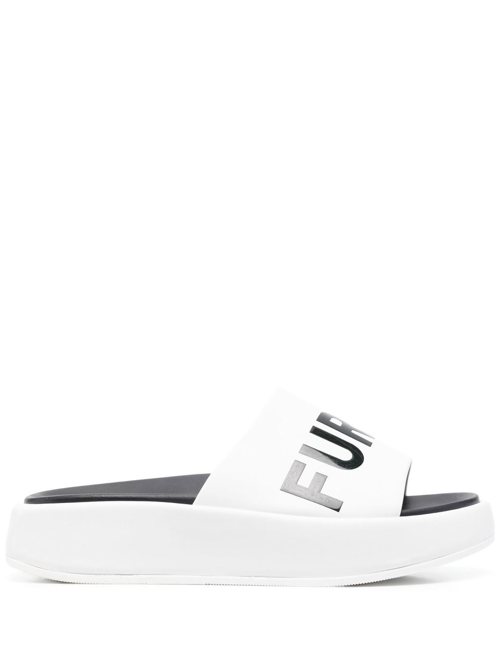 Furla logo-print leather slides - White von Furla