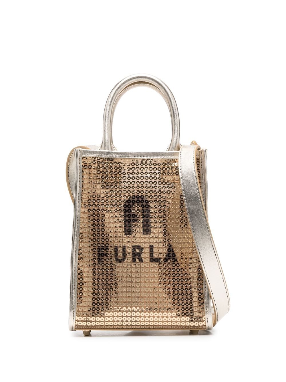 Furla logo-print sequin tote bag - Gold von Furla