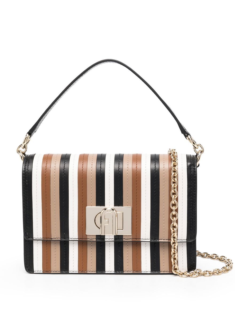 Furla stripe-pattern leather bag - Black von Furla