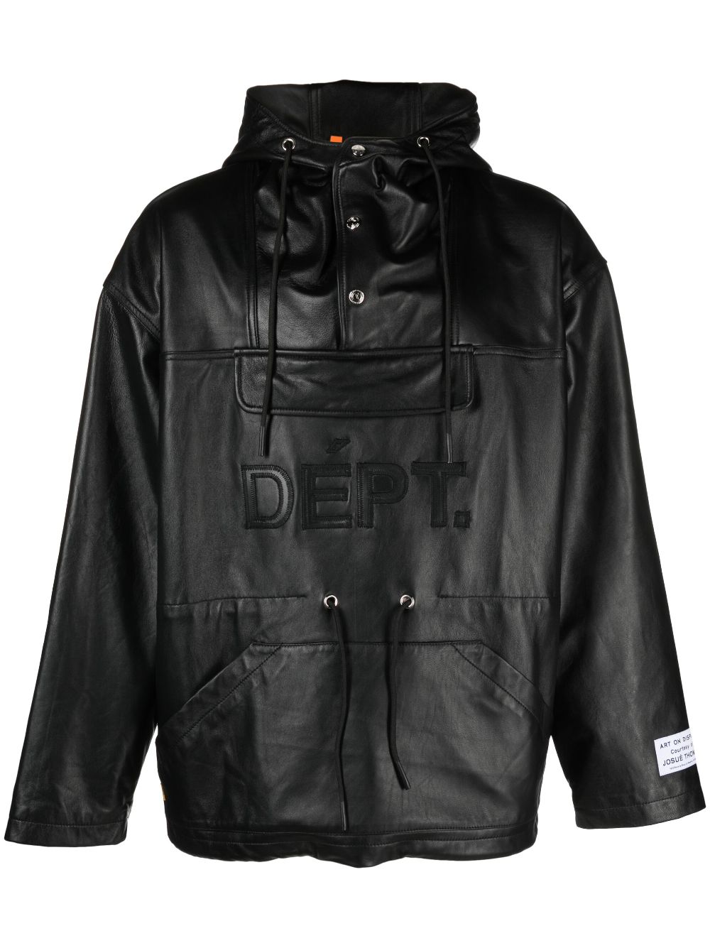 GALLERY DEPT. logo-appliqué leather hooded jacket - Black von GALLERY DEPT.