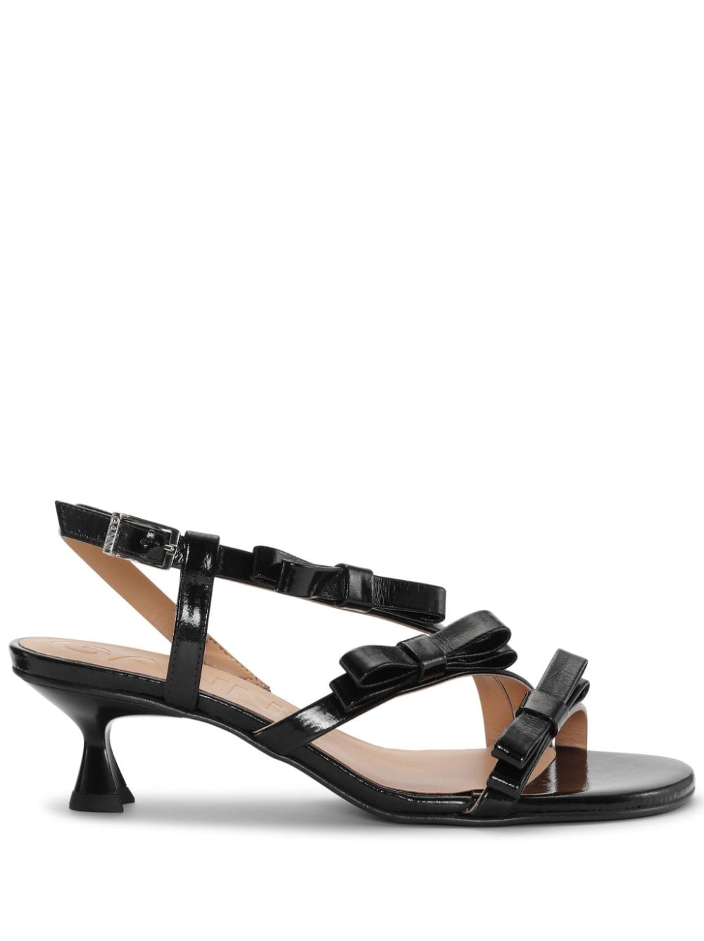 GANNI 25mm bow-detail kitten-heel sandals - Black von GANNI