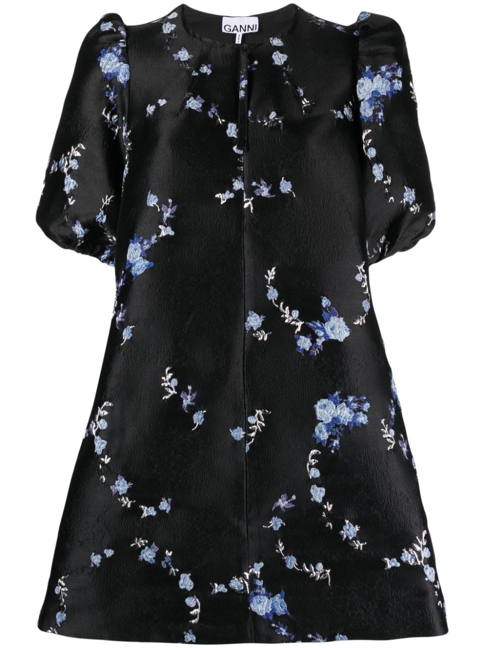 GANNI floral-jacquard minidress - Black von GANNI