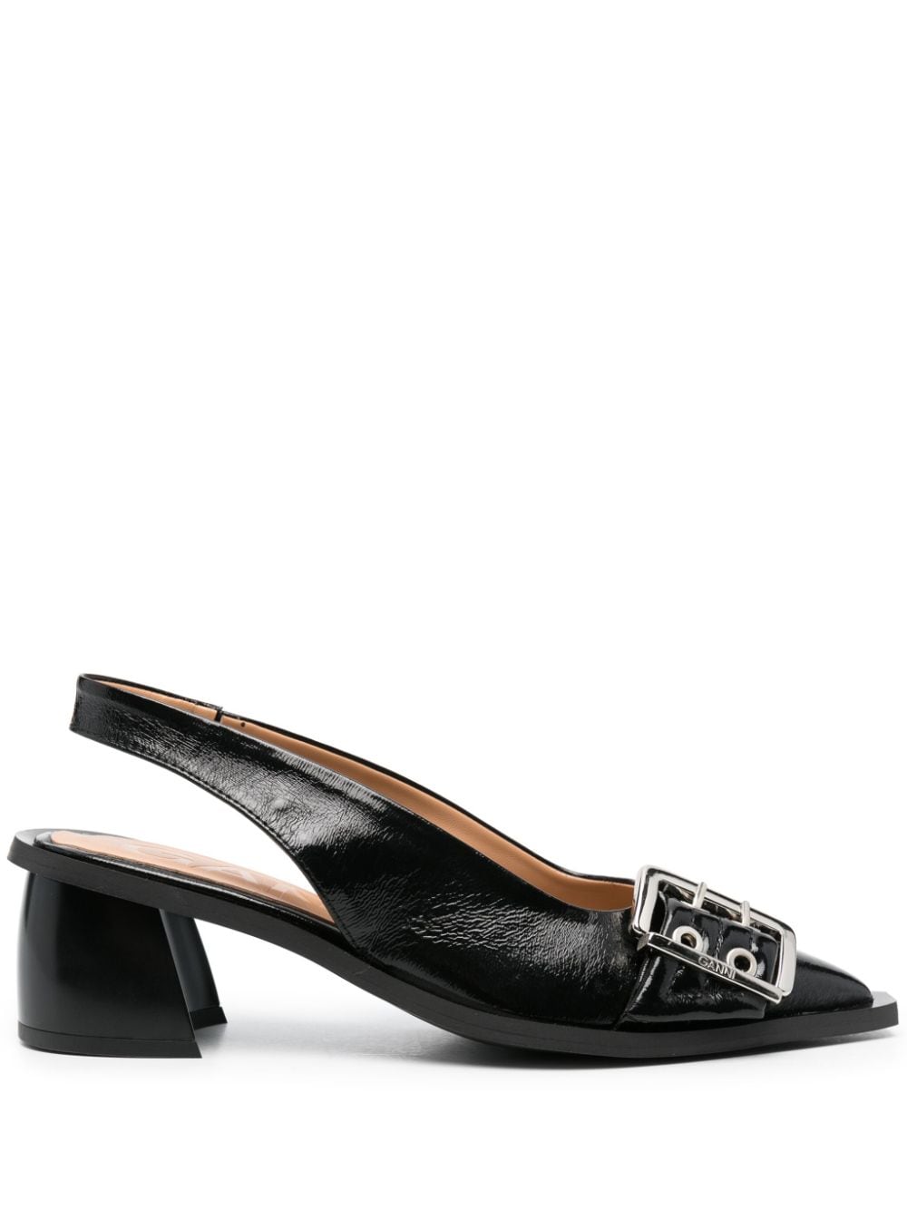 GANNI 50mm eyelet-detail slingback pumps - Black von GANNI