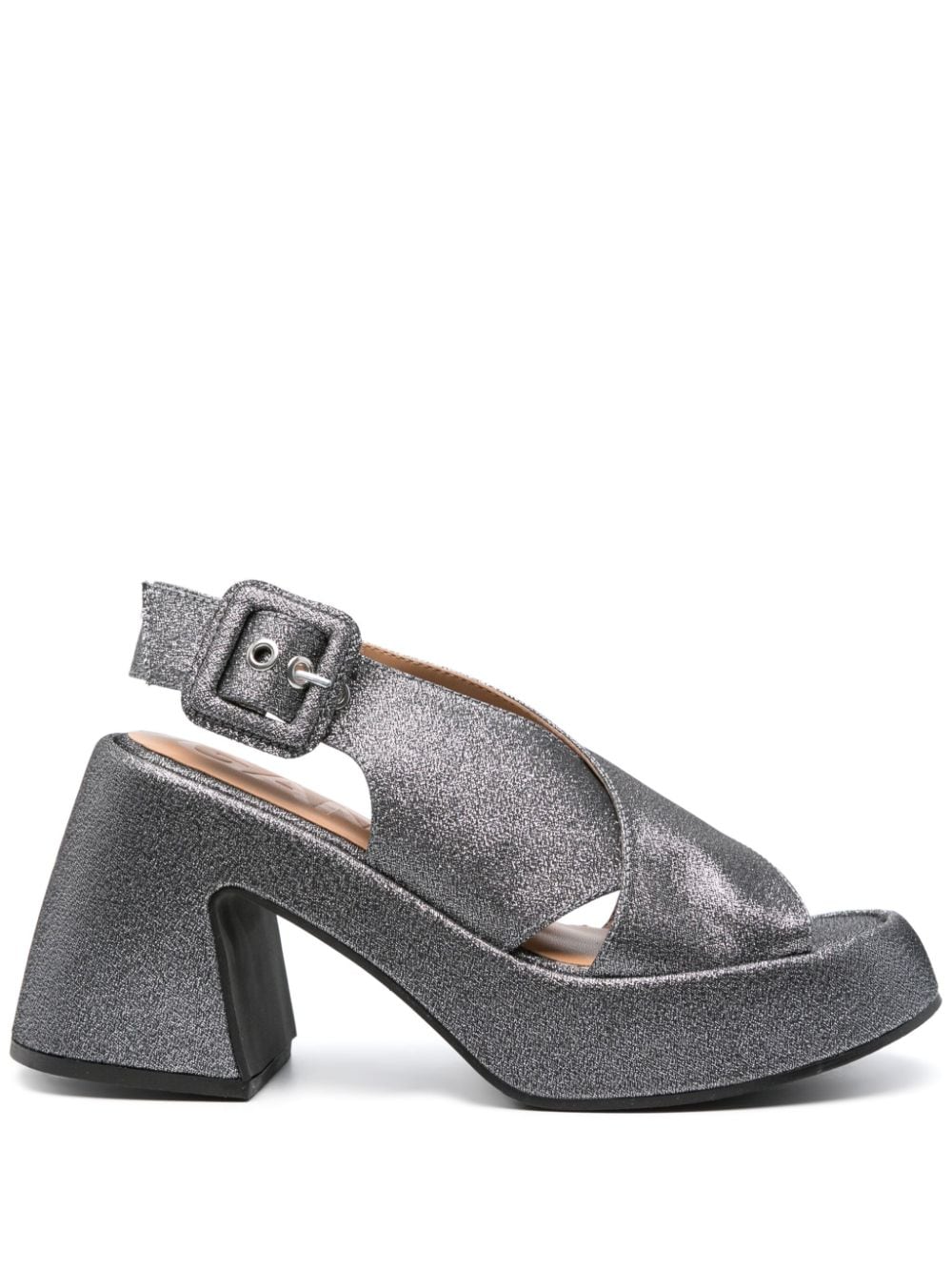 GANNI 95mm glitter sandals - Silver von GANNI