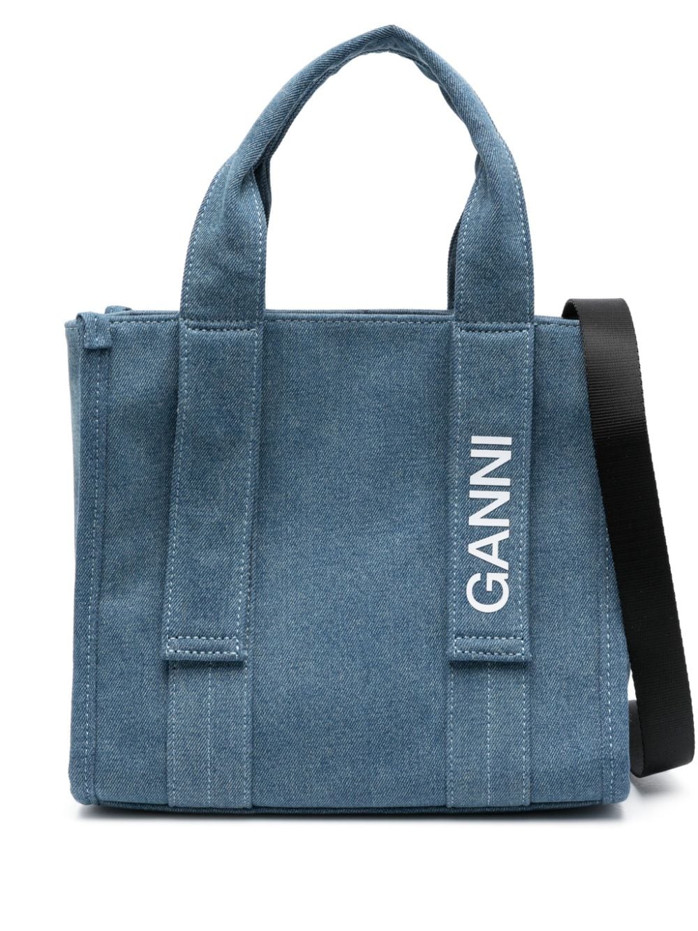 GANNI Tech denim tote bag - Blue von GANNI