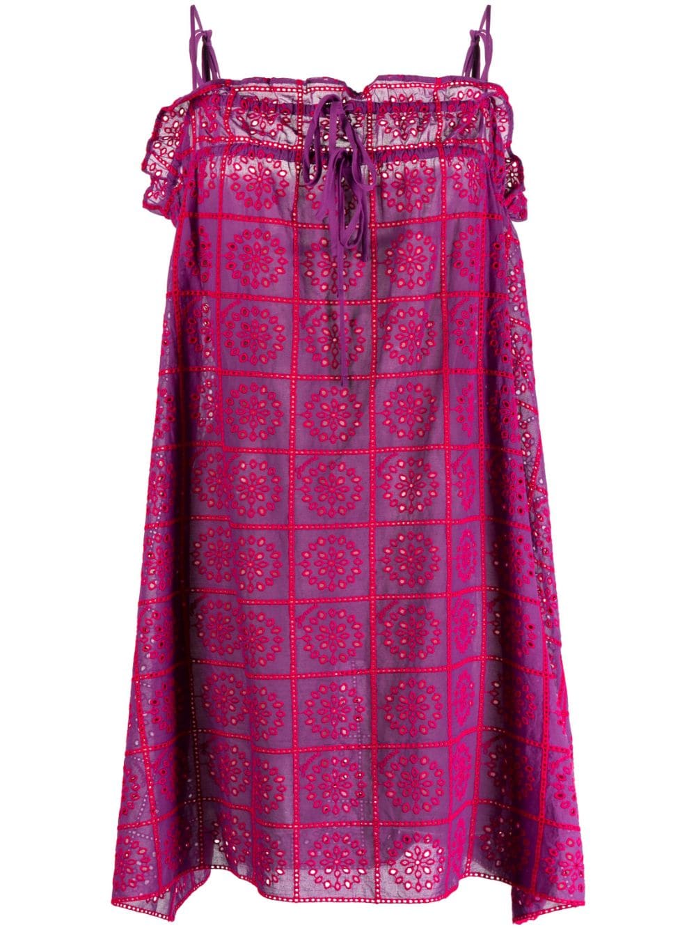 GANNI Broderie-Anglaise strap dress - Purple von GANNI