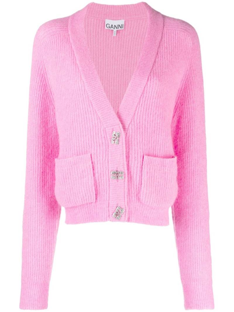 GANNI Butterfly-button cardigan - Pink von GANNI