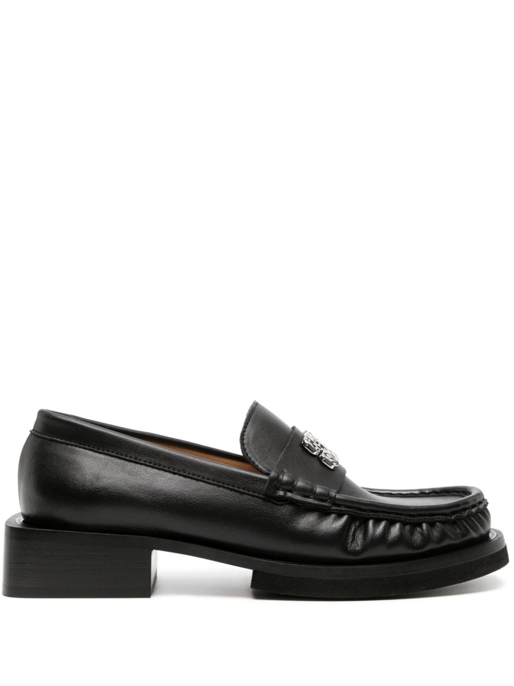 GANNI Butterfly-plaque faux-leather loafers - Black von GANNI