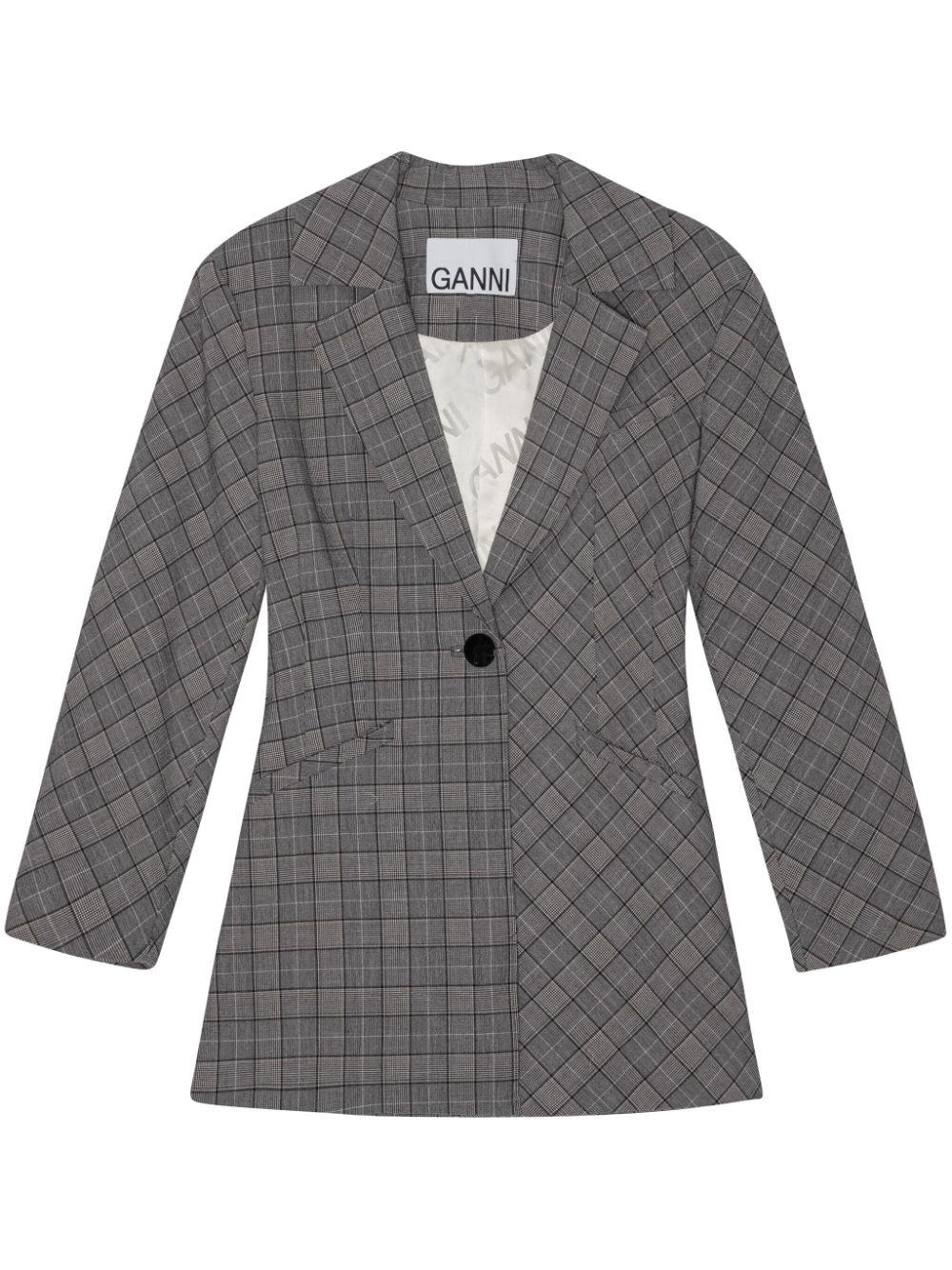 GANNI Check Mix single-breasted blazer - Grey von GANNI