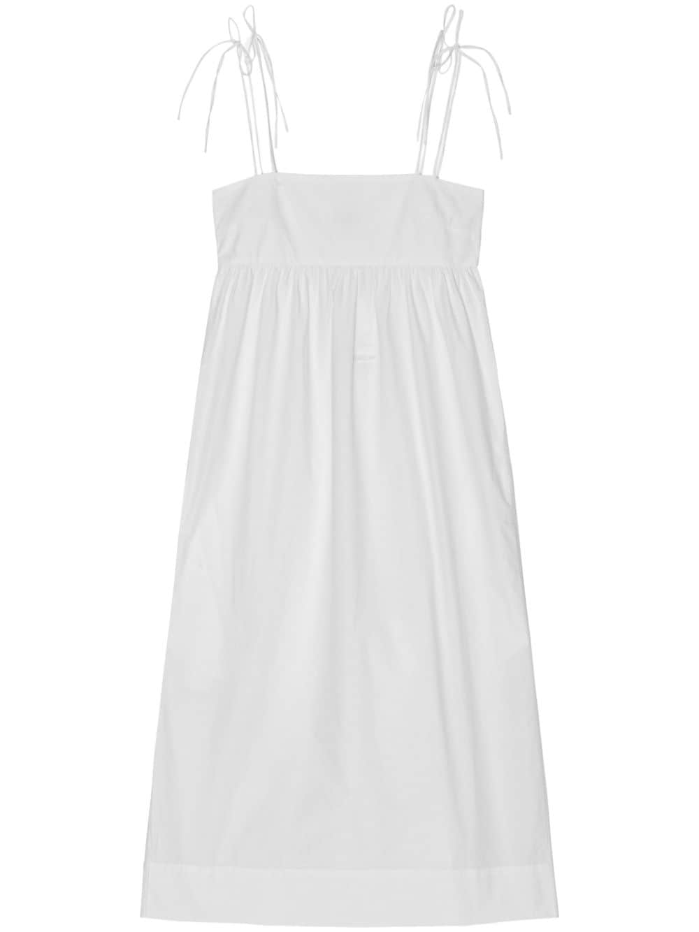 GANNI Cotton Poplin String Midi Dress - White von GANNI
