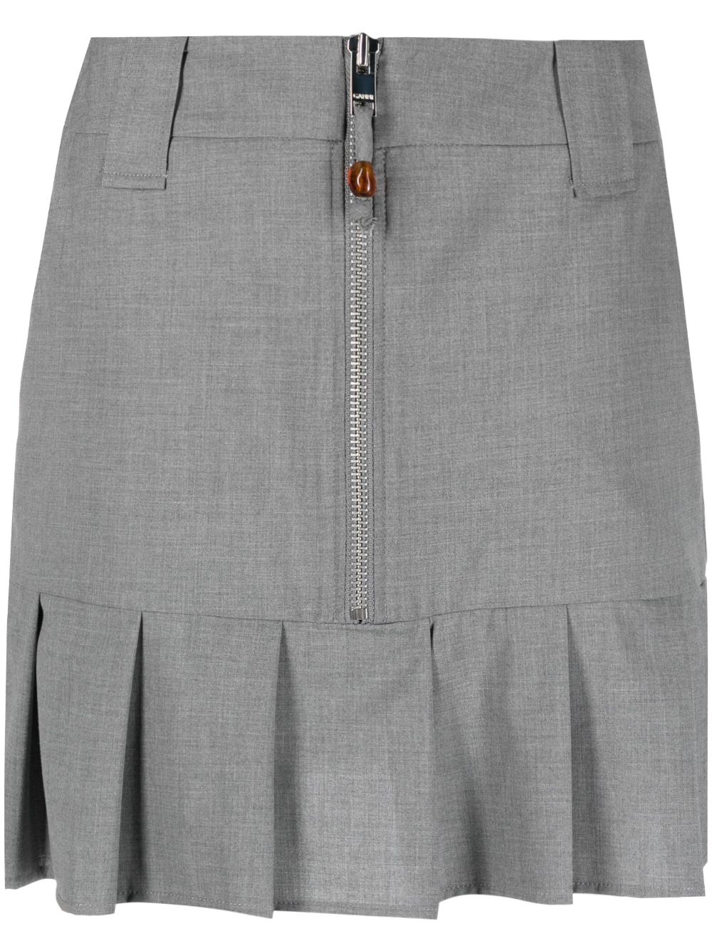 GANNI zip-up pleated mini skirt - Grey von GANNI