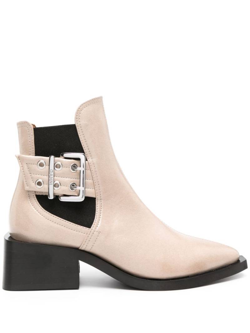 GANNI Feminine 50mm buckle chelsea boots - Neutrals von GANNI