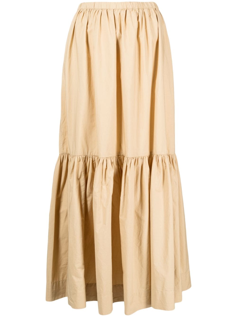 GANNI Flounce tiered organic cotton skirt - Brown von GANNI