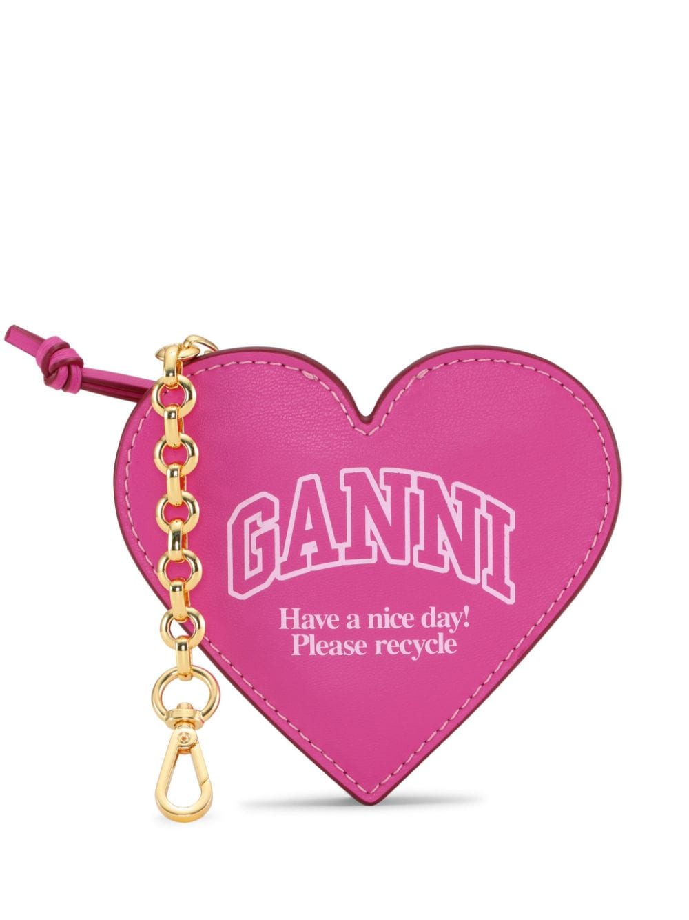 GANNI Funny Heart logo-print purse - Pink von GANNI