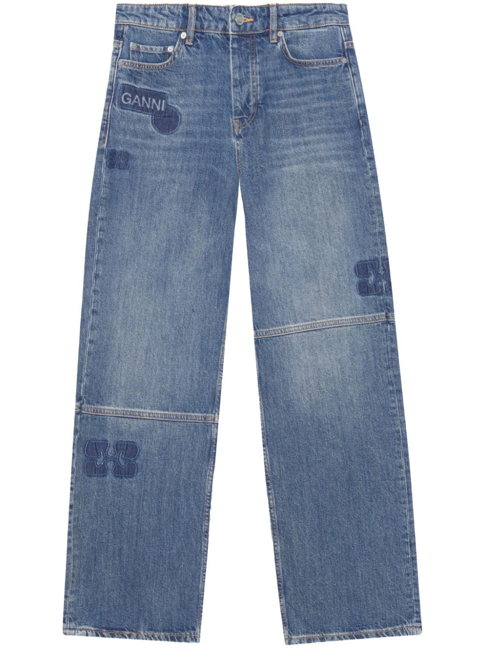 GANNI Patch Izey straight-leg jeans - Blue von GANNI