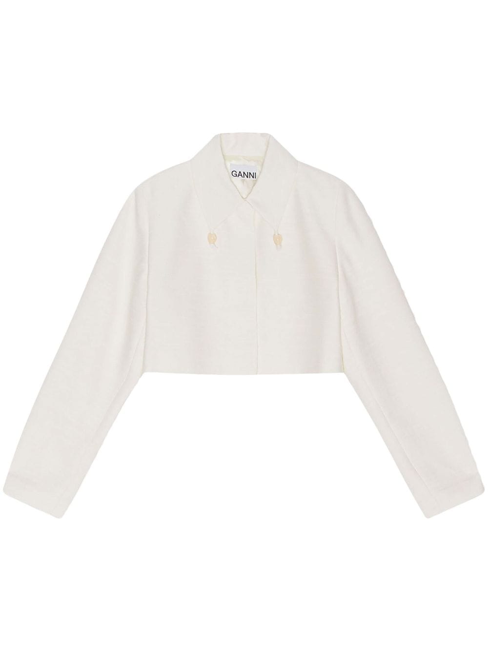 GANNI Slub cropped jacket - White von GANNI