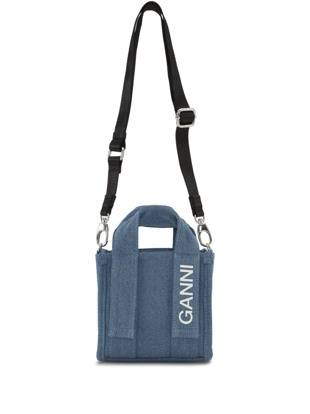 GANNI Tech denim mini bag - Blue von GANNI