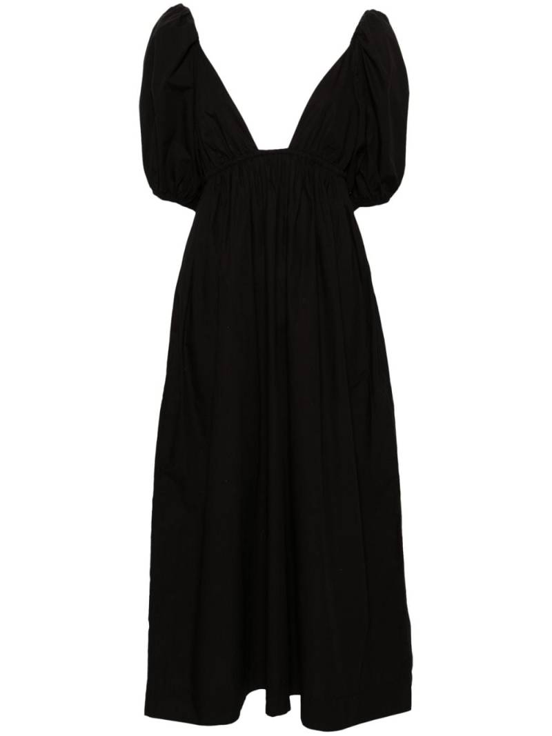 GANNI V-neck poplin midi dress - Black von GANNI