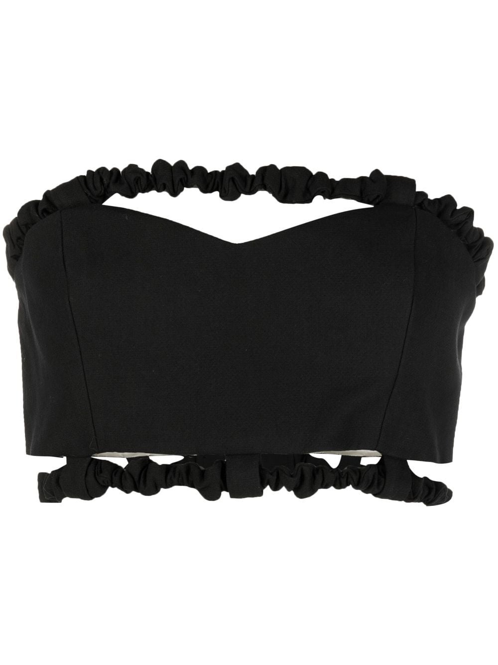 GANNI bandeau strapless crop top - Black von GANNI