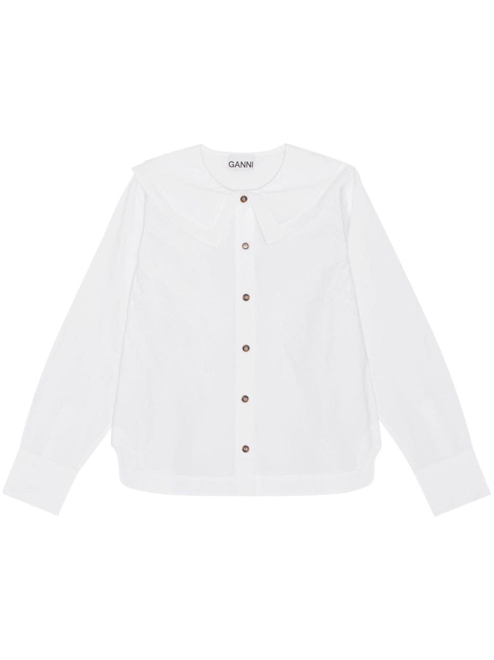 GANNI bib-collared cotton shirt - White von GANNI