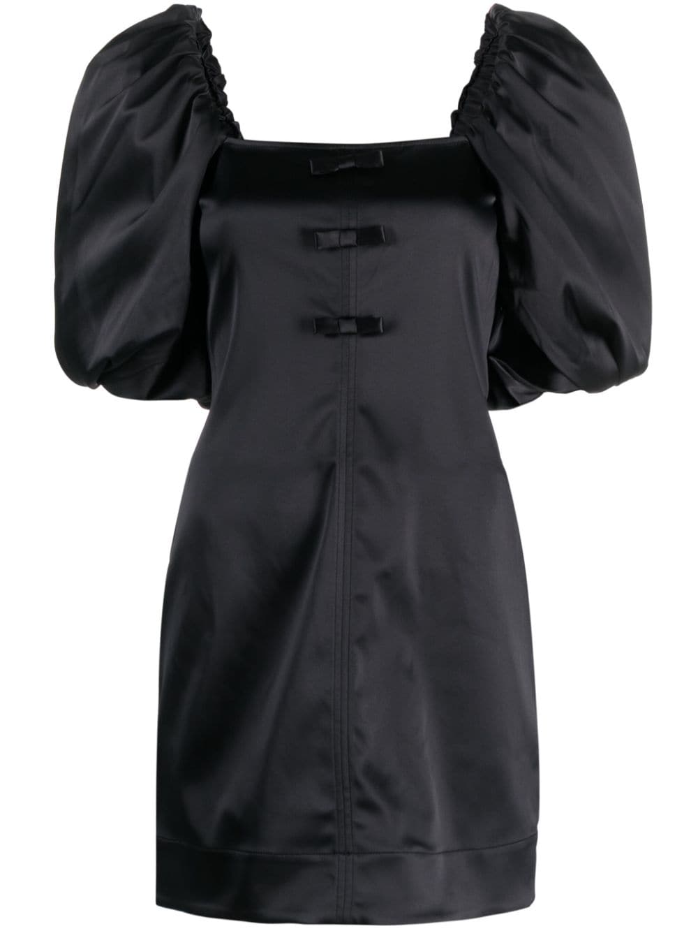 GANNI bow-detail satin minidress - Black von GANNI