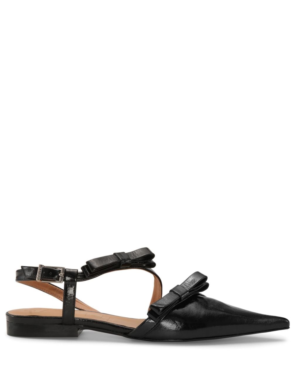 GANNI bow-detail slingback ballerina shoes - Black von GANNI