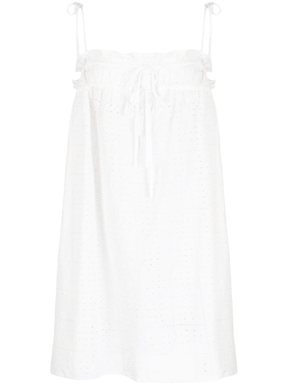 GANNI broderie-anglaise cotton minidress - White von GANNI
