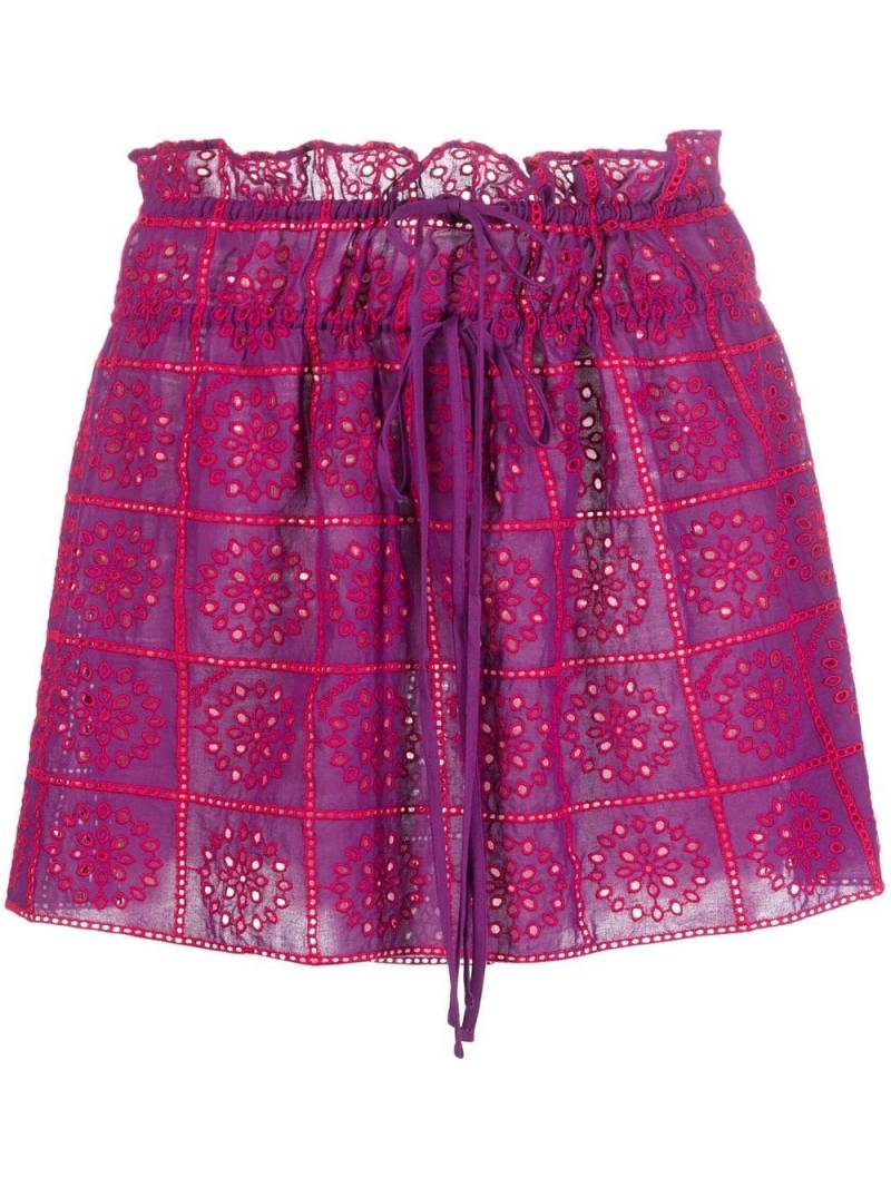 GANNI broderie anglaise organic cotton miniskirt - Pink von GANNI