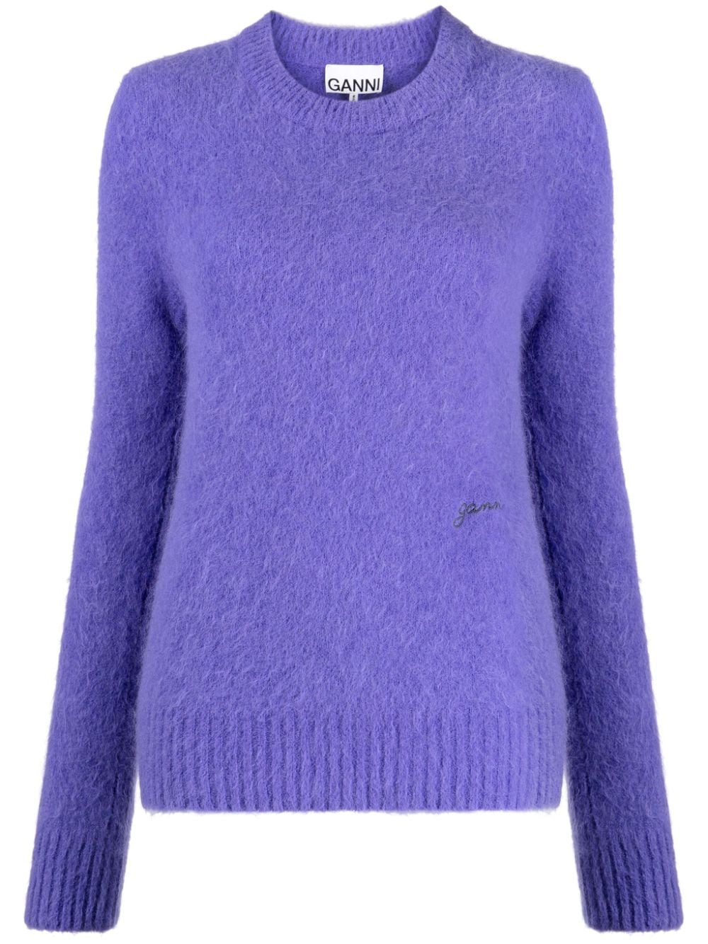 GANNI brushed-effect crew-neck jumper - Purple von GANNI