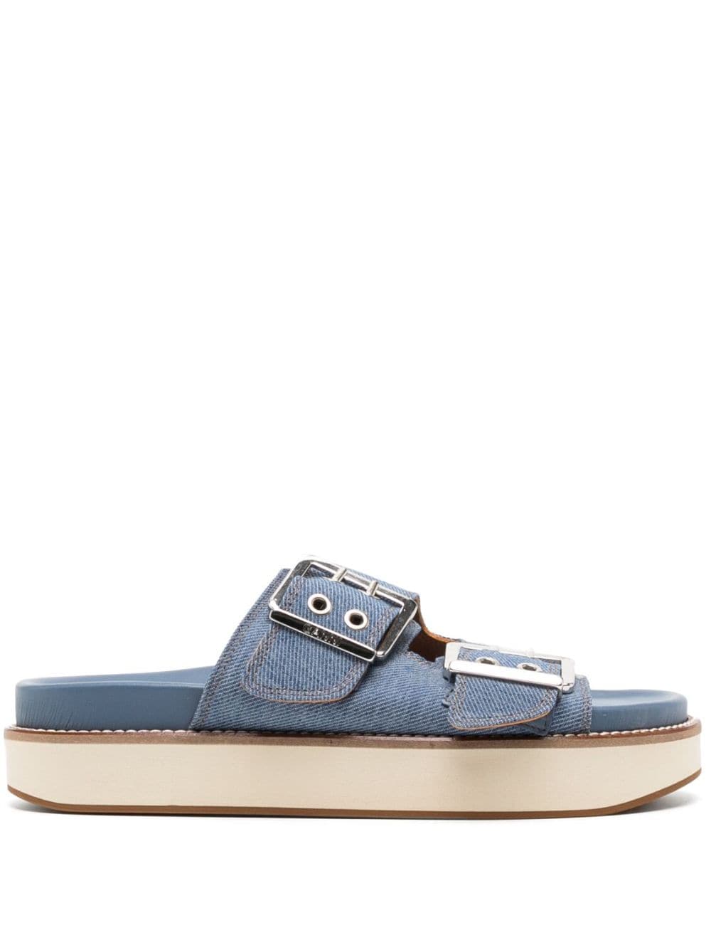 GANNI buckle-fastening denim flat sandals - Blue von GANNI