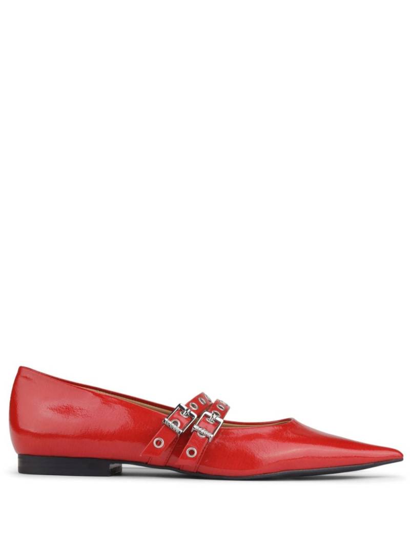 GANNI buckled pointed-toe ballerina shoes - Red von GANNI