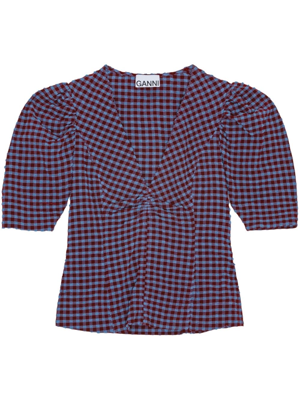 GANNI check-pattern seersucker blouse - Red von GANNI