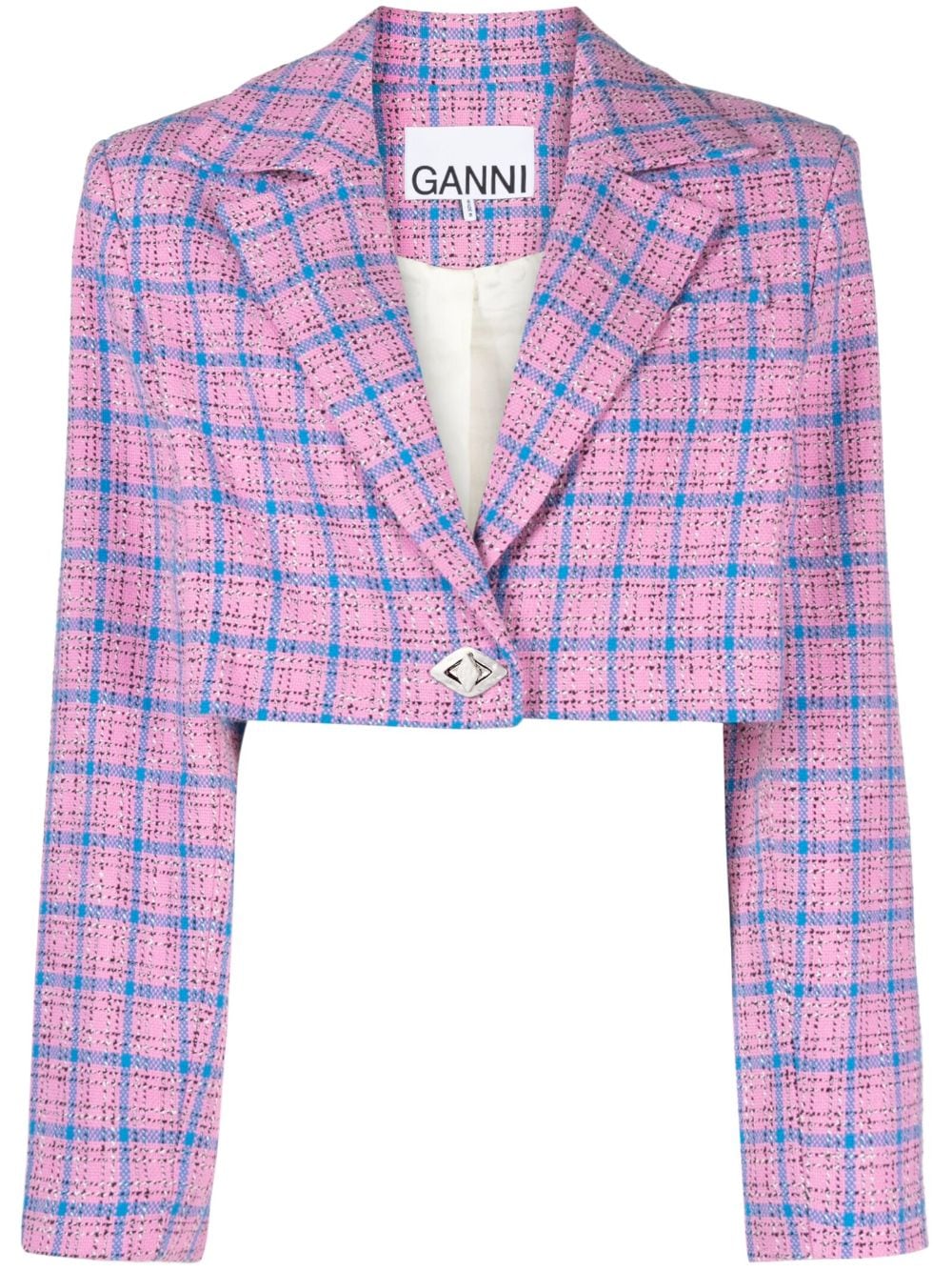 GANNI checked cropped blazer - Pink von GANNI