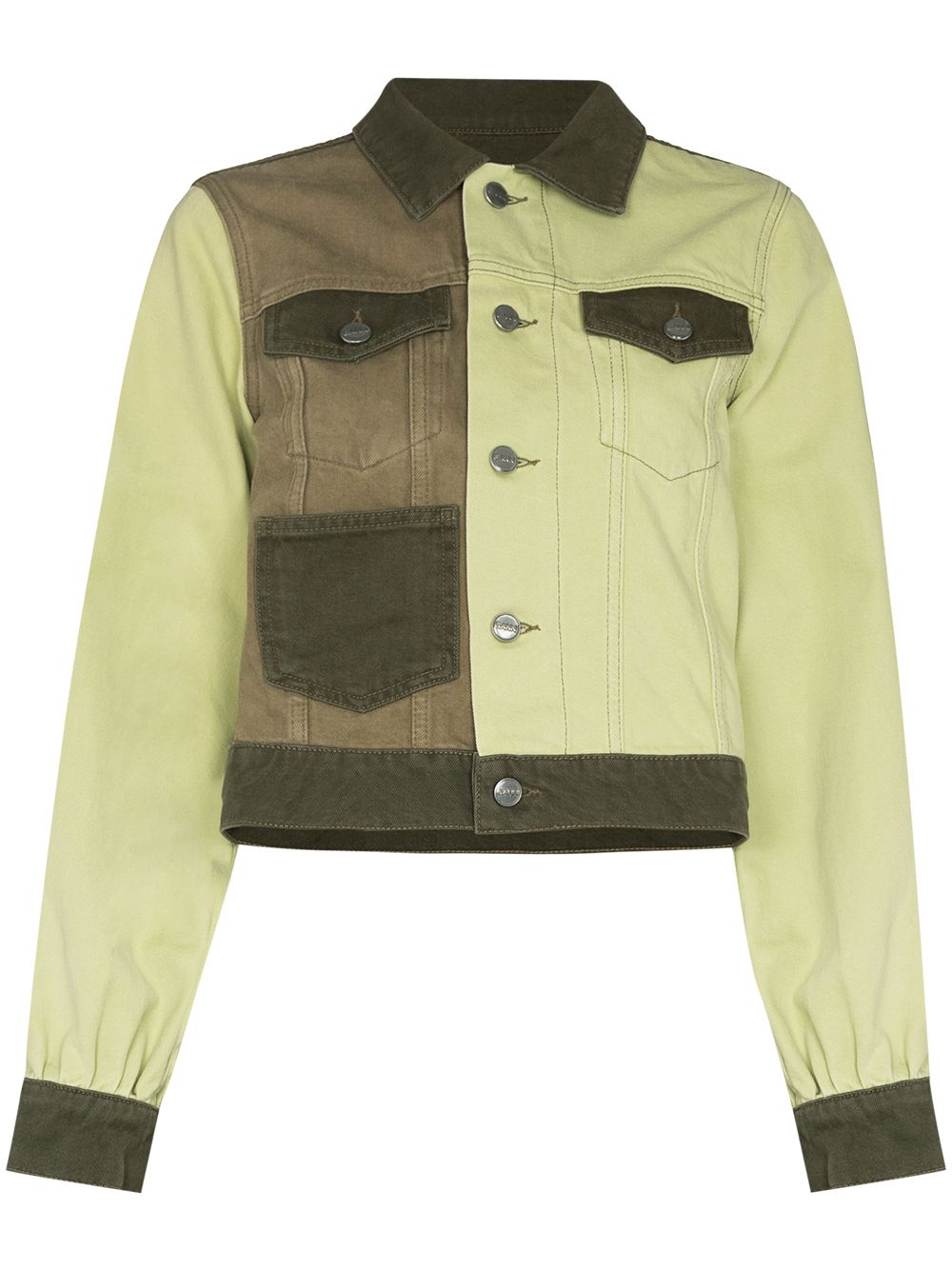 GANNI colour block denim jacket - Green von GANNI