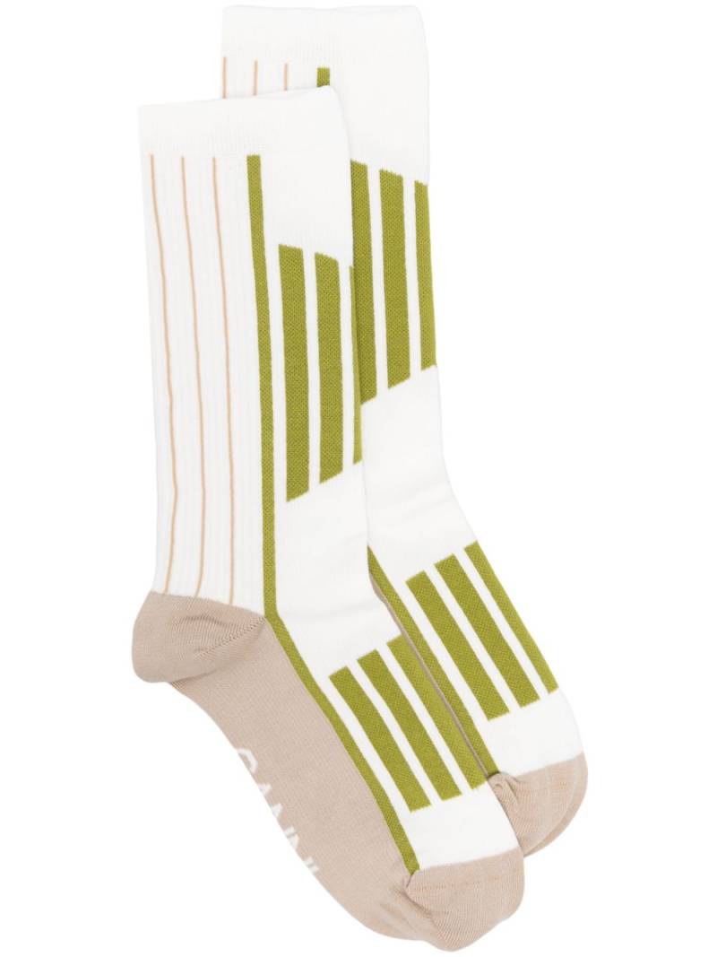 GANNI colour-block striped socks - Neutrals von GANNI