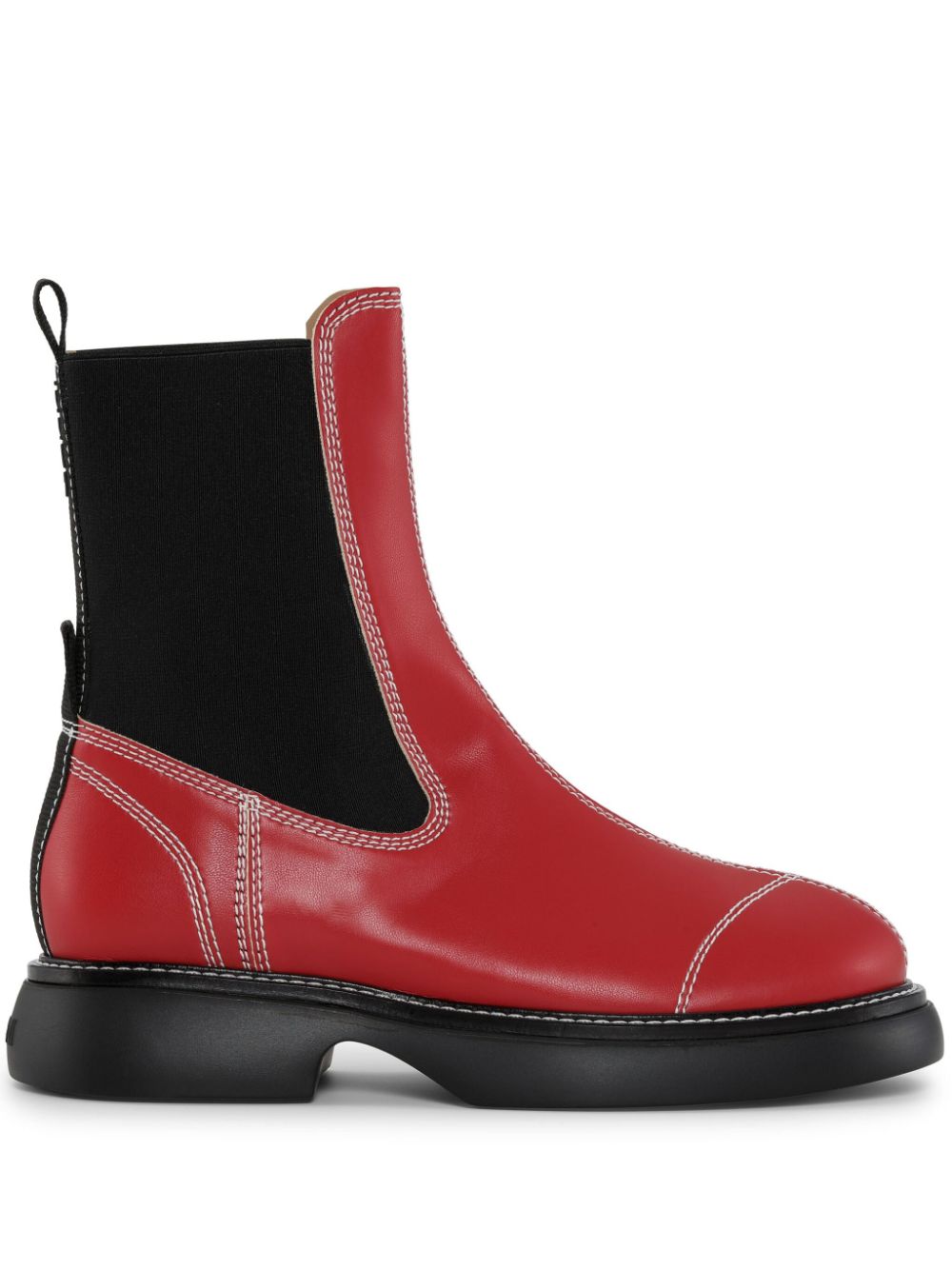 GANNI contrast-stitching 30mm faux-leather Chelsea boots - Red von GANNI