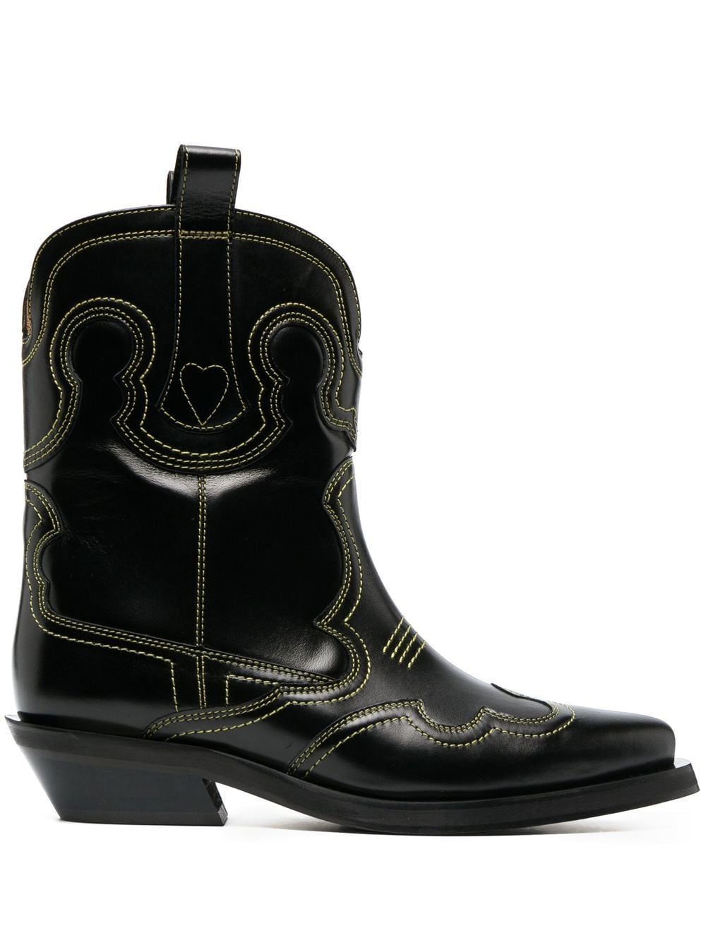 GANNI contrast-stitching cowboy boots - Black von GANNI