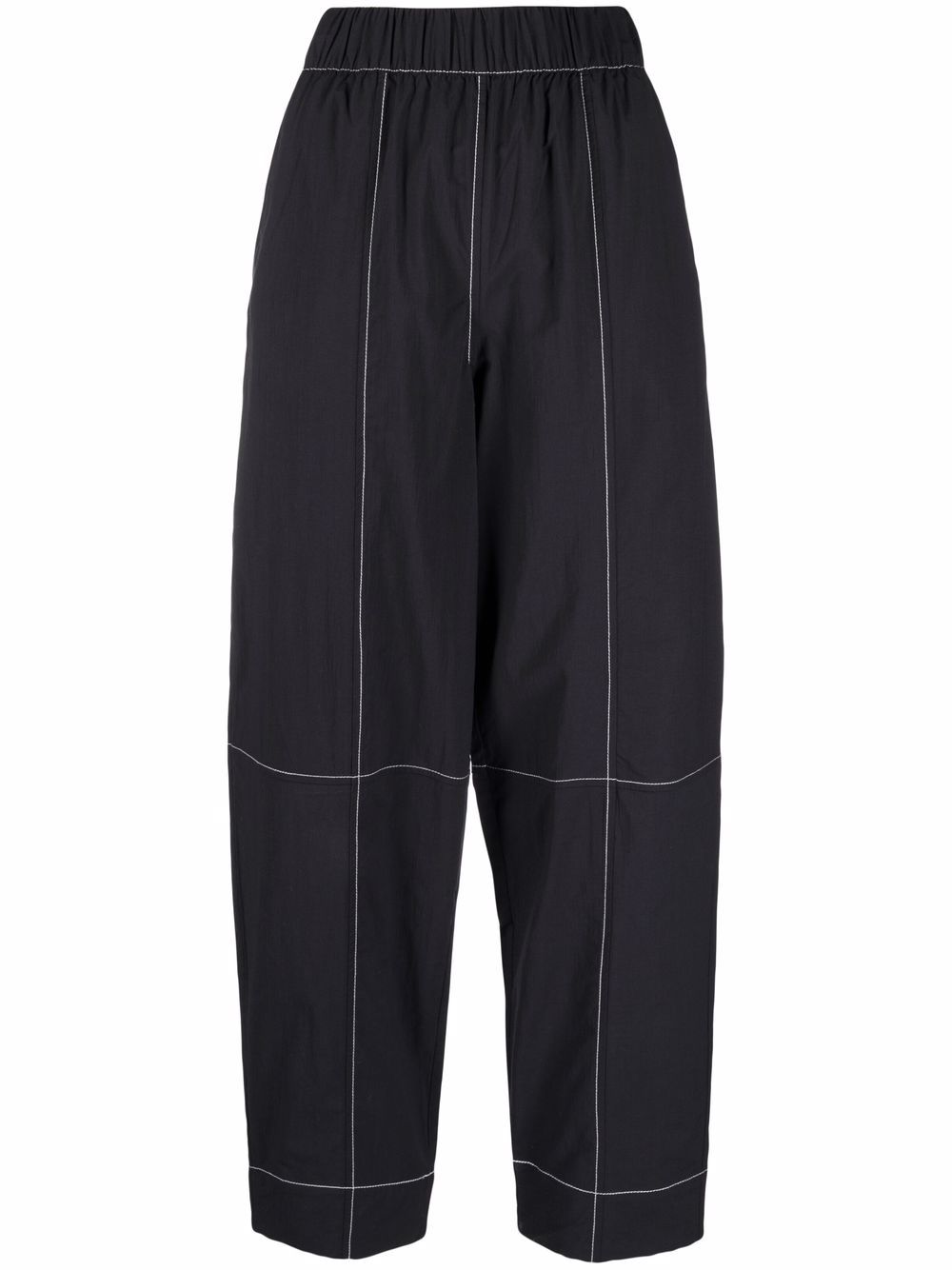 GANNI contrast-stitching straight trousers - Black von GANNI