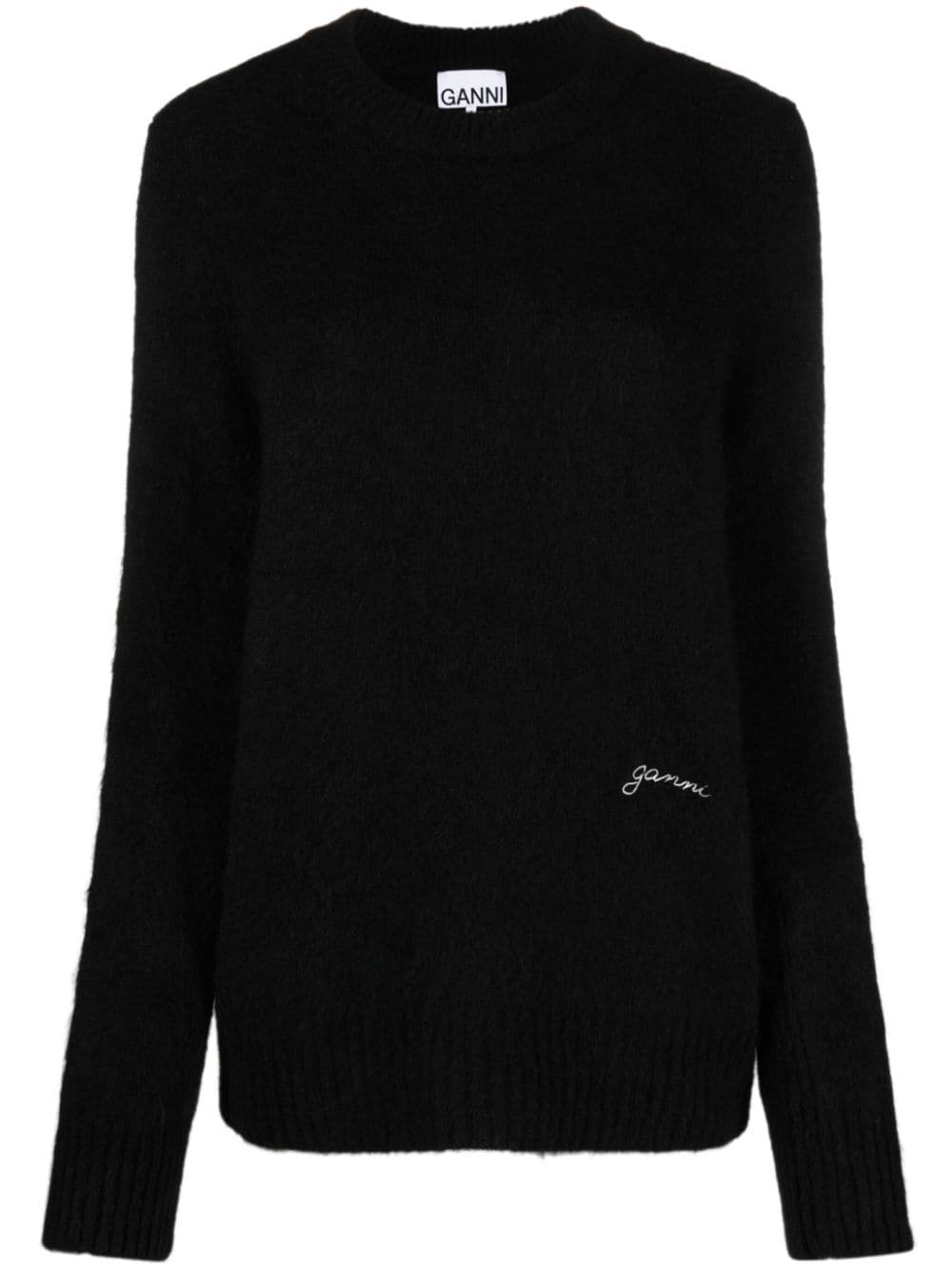 GANNI crew-neck alpaca wool-blend jumper - Black von GANNI
